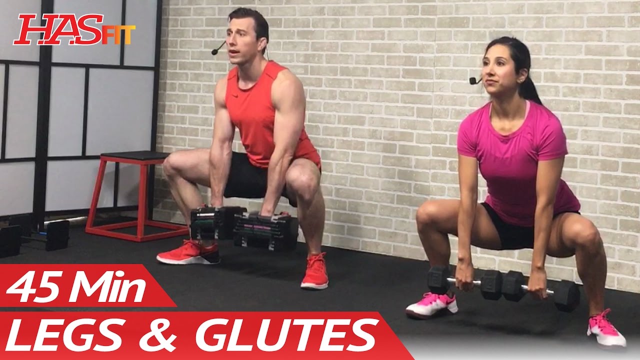 45 Min Butt and Legs Workout for Women & Men  Home Leg, Glutes, Butt and Thigh Workout w/ Dumbbells